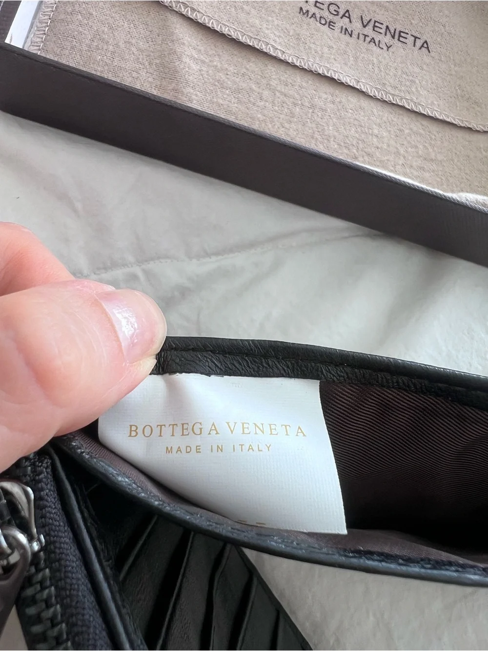 Bottega Veneta Black Intrecciato Leather Zip Pouch